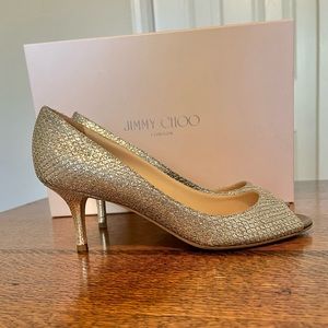 Jimmy Choo Silver Isabel Glitter Shoes